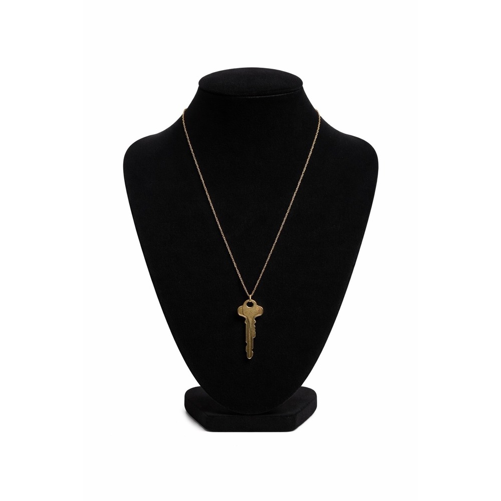 The Keynoter Brass Key Necklace Vintage Style Long Chain Boho Statement Jewelry - Picture 3 of 5